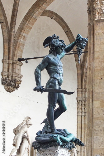 Perseus with the Head of Medusa in Loggia dei Lanzi, Signoria square, Florence, Italy