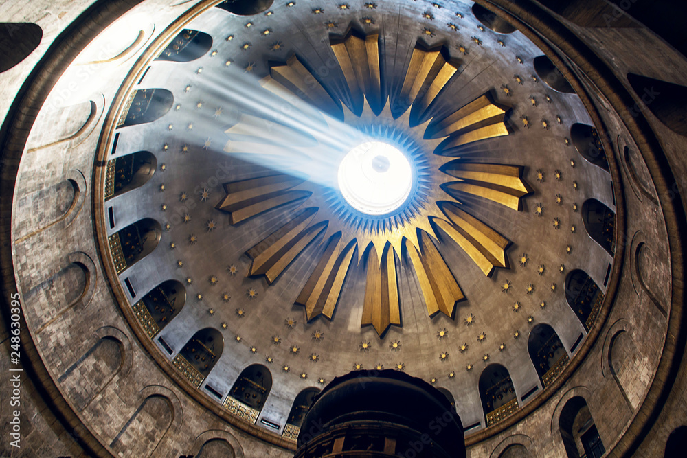 Israel / Jerusalem - 03.23.2016: The ceiling over the grave of Christ in the holy church in Jerusalem