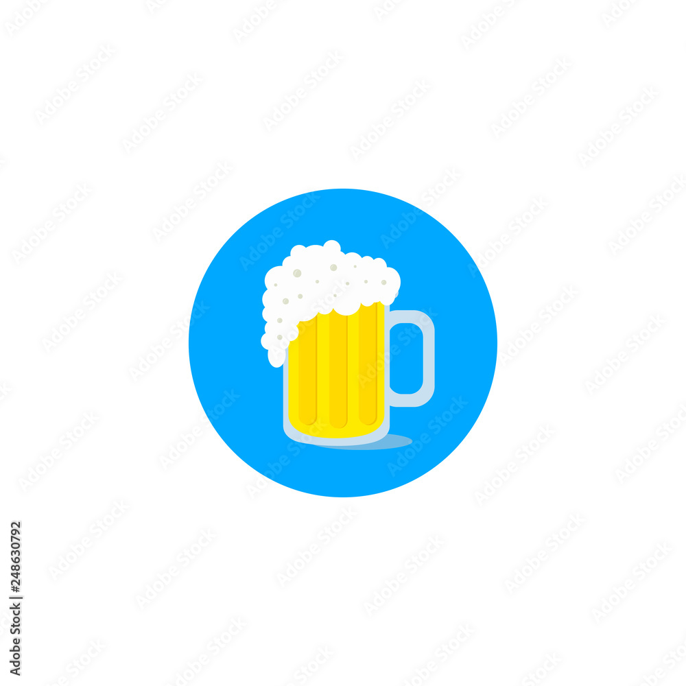 Beer icon with beer mug. Wheat lager, craft ale. Vector beer glass cup icon. Beer icon with beer mug. Wheat lager, craft ale. Vector beer glass cup icon.