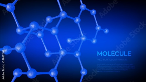 Molecule Structure. Dna, atom, neurons. Molecules and chemical formulas. 3D Scientific molecule background for medicine, science, technology, chemistry, biology. Vector illustration.