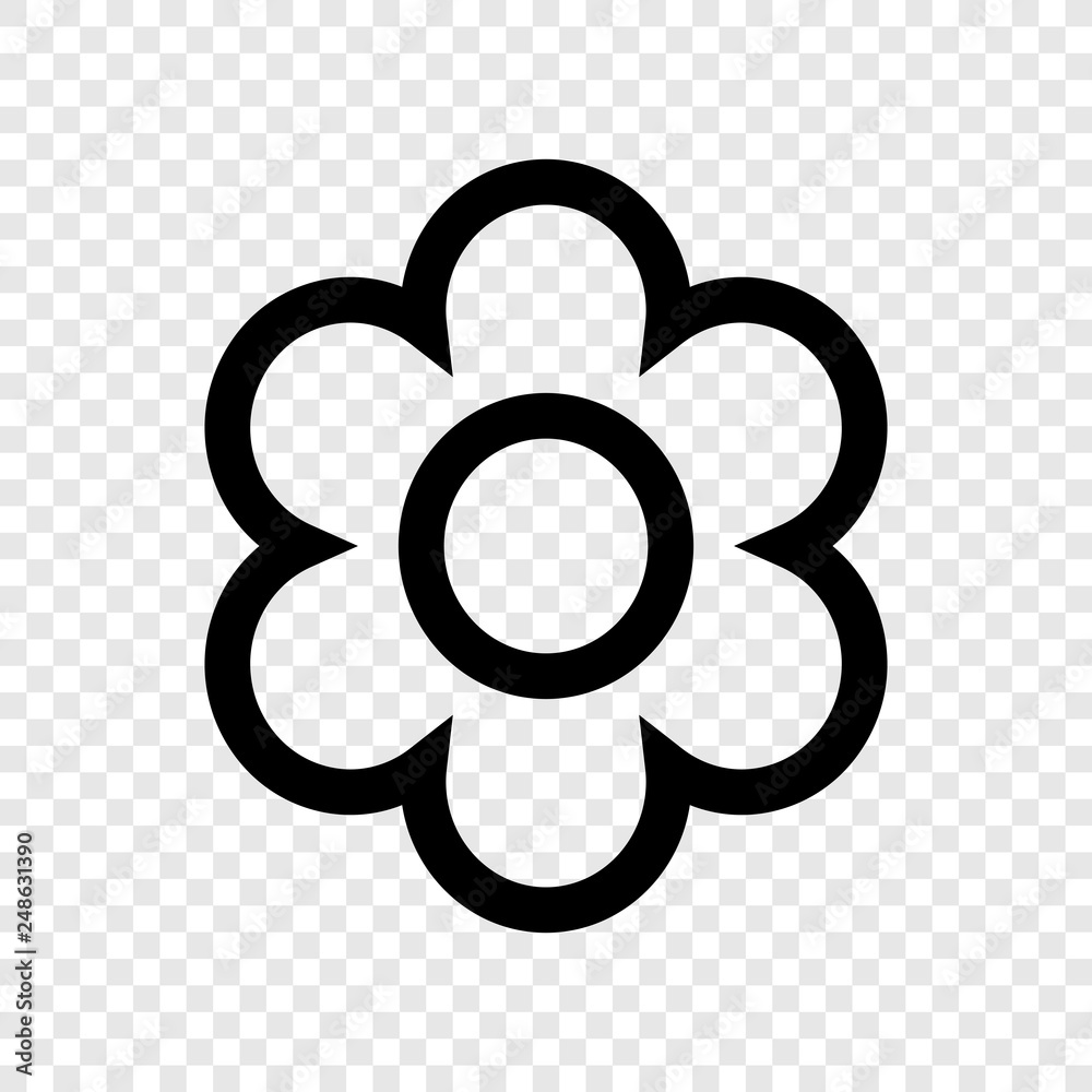 Flower icon vector on transparent grid Flower icon vector on transparent grid