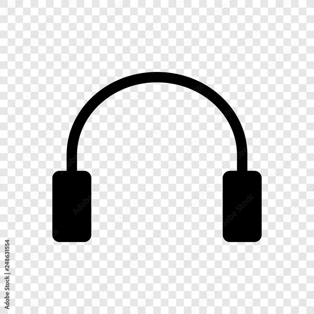 Headphone icon vector on transparent grid Headphone icon vector on transparent grid