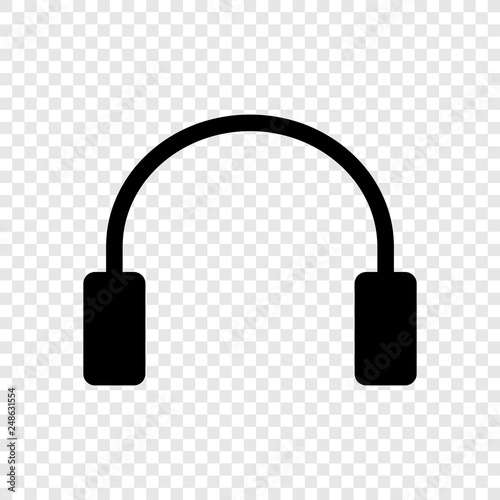 Headphone icon vector on transparent grid