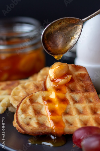 Bilde på lerret homemade crispy golden cornmeal waffles without sugar