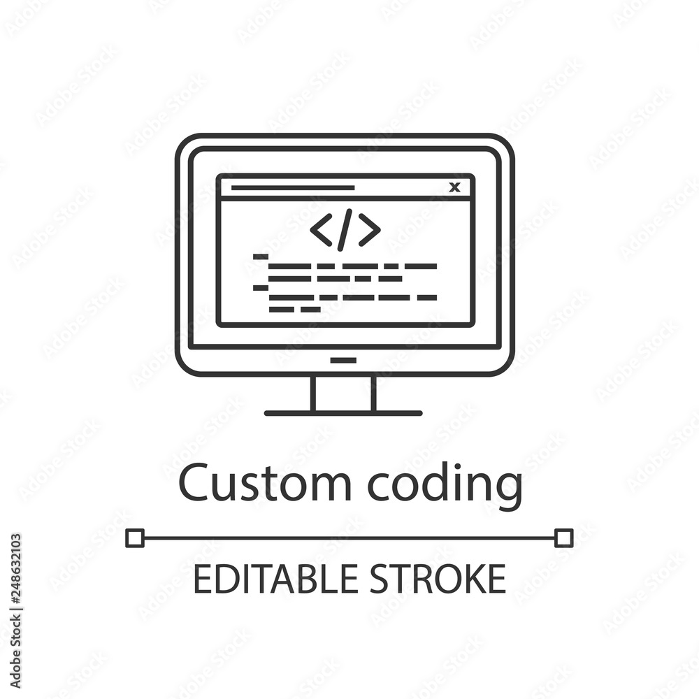 Custom coding linear icon Custom coding linear icon