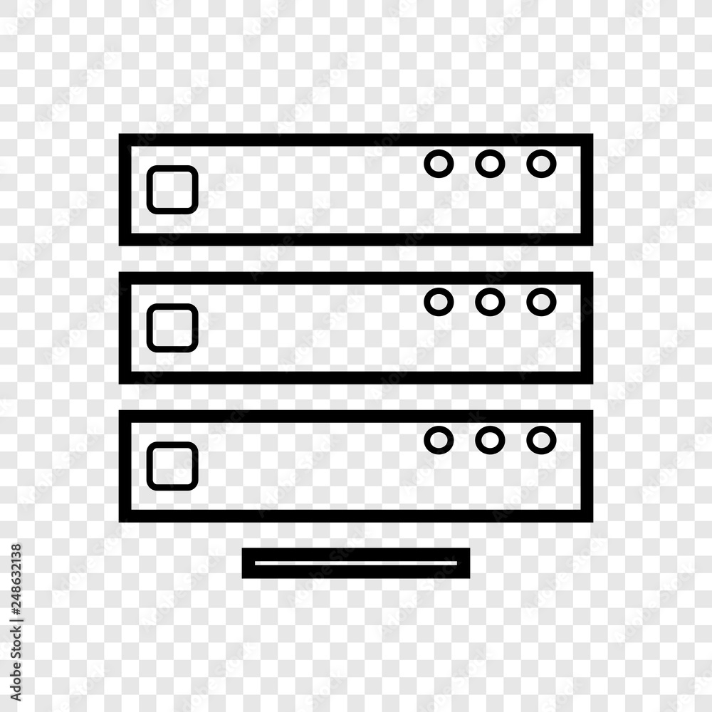 Server icon vector on transprent grid Server icon vector on transprent grid