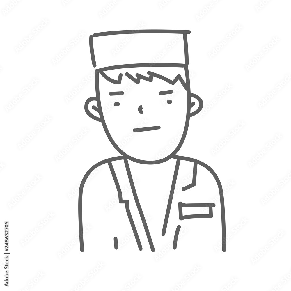 Serious doctor. Doodle vector illustration Serious doctor. Doodle vector illustration
