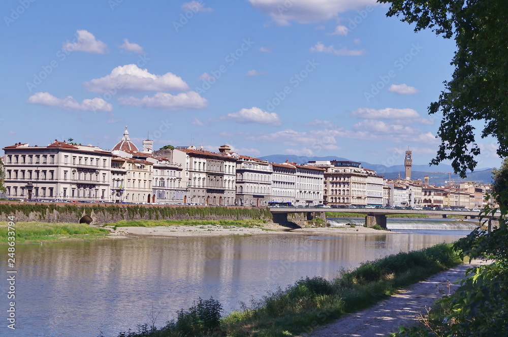 The Arno River in Florence, Santa Rosa weir, Italy