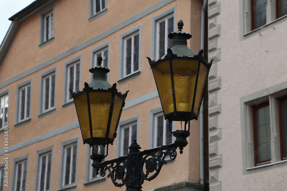 Street light. Vintage street lamp close up