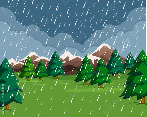 Raining in the rain scene