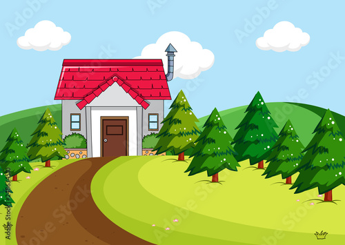 Simple house in rural scene