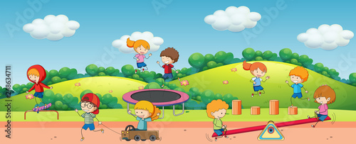 Fototapeta Naklejka Na Ścianę i Meble -  Children playing in playground