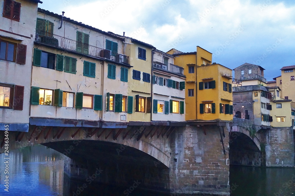 Ponte Vecchio bridge at evening, Florence, Italy