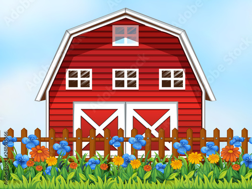 A farm house scene