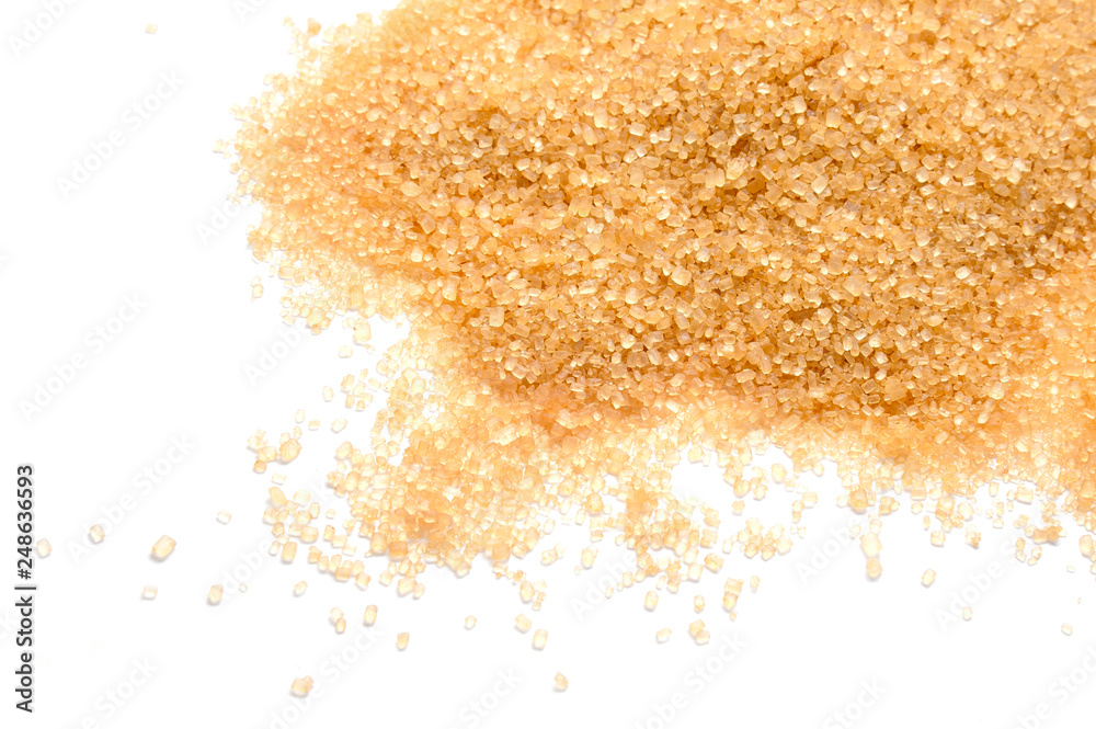 Heap cane sugar isolated on white