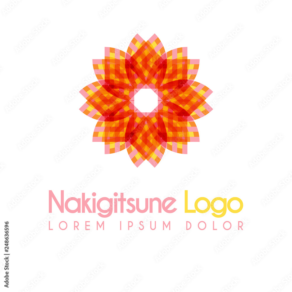 Fototapeta premium red and yellow flower logos with geometric shapes. for the celebration of religion and architecture of the Middle East. suitable for corporate, business and development interiors