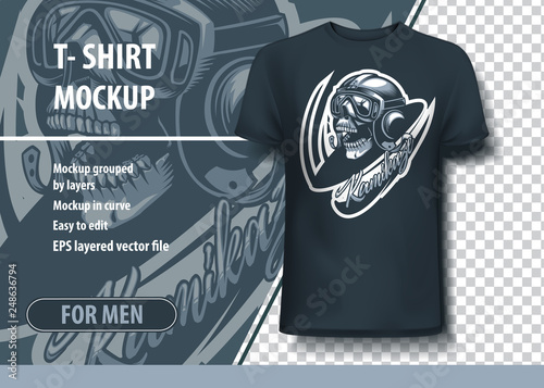 Skull Pilot Kamikaze in the cockpit. T-Shirt template