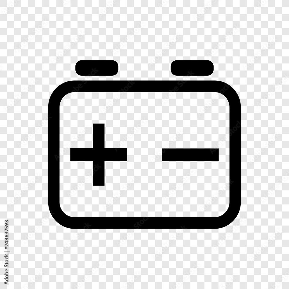 Fototapeta premium Battery accumulator icon on transparent grid