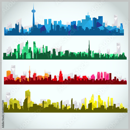 Vector set of modern cities in style of Poly Low #248637749