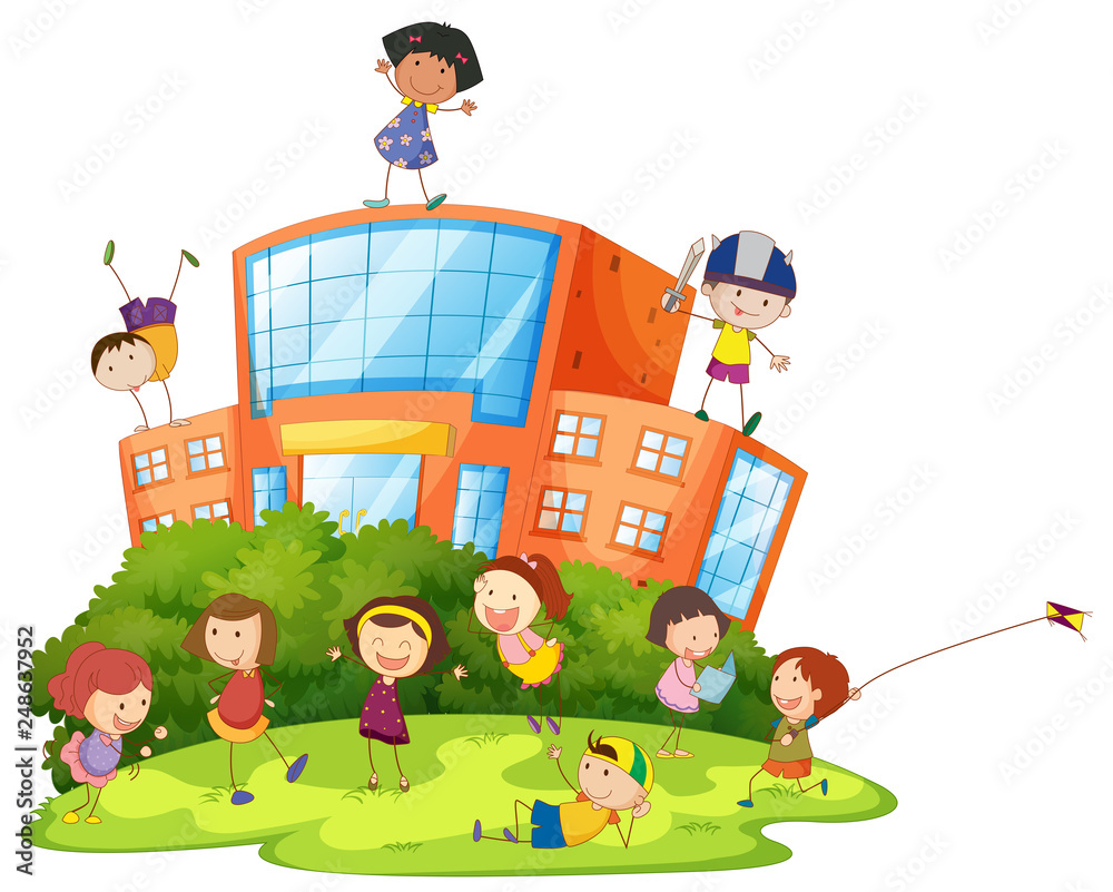 Fototapeta premium Children playing at school