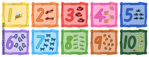 Set of insect number banner