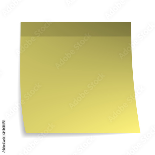 Empty sticky note. Blank paper sheet of yellow color