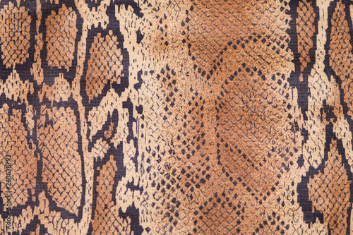Snake skin background, close up, beige and brown texture