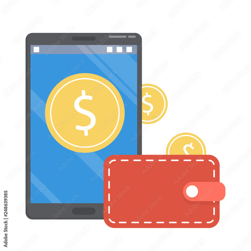 Cashback concept. Money falling from the mobile Cashback concept. Money falling from the mobile