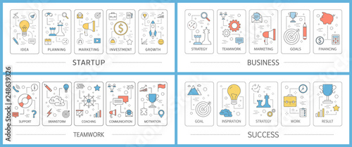 Business startup web banner set. Idea of creative