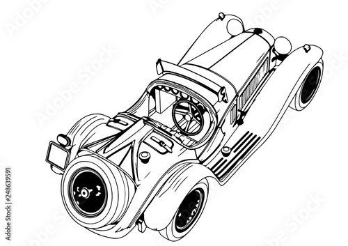 sketch of a vintage sports car vector