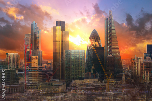 Photography City of London at sunset. UK