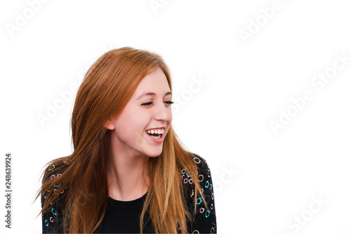 redhead girl laughs