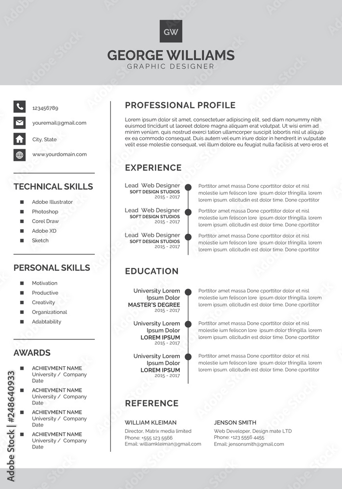 Clean Resume Template Gray Clean Resume Template Gray