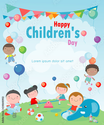 Happy children's day background, vector illustration