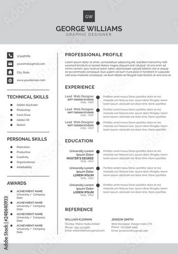 Clean Resume Template Gray