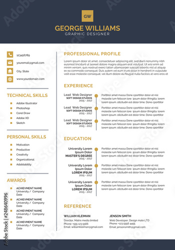 Professional CV Resume Template Design - Clean Resume Template