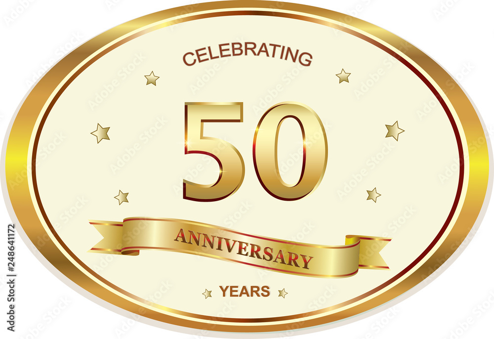 50 Years Birthday And 50 Years Anniversary Celebration Typo Stock