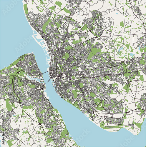 map of the city of Liverpool, United Kingdom