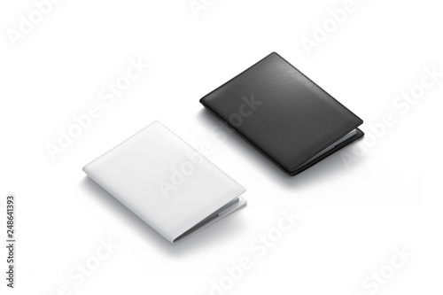 Εκτύπωση καμβά Blank black and white passport cover mockup set, isolated, 3d rendering