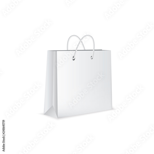 White paper bag isolated on white background. vector illustration