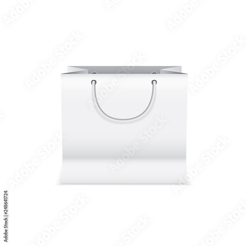 Fotografía White paper bag isolated on white background. vector illustration