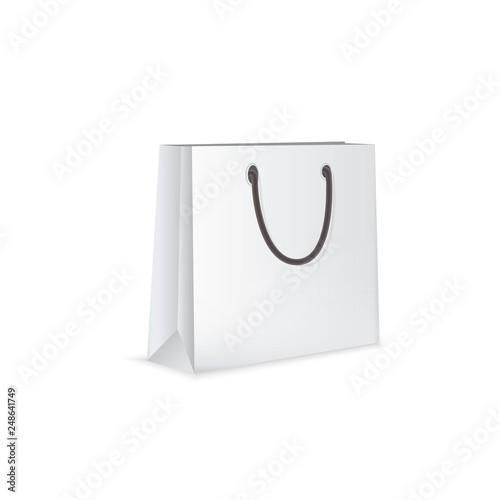 White paper bag isolated on white background. vector illustration