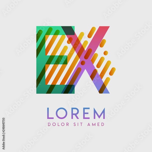 EX logo with the theme of galaxy speed and style that is suitable for creative and business industries. XE Letter Logo design for all webpage media and mobile, simple, modern and colorful.