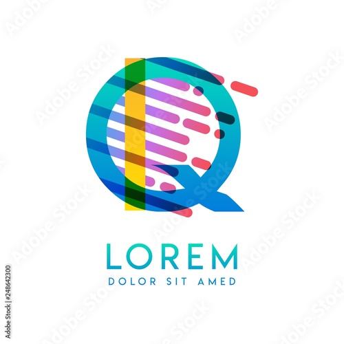 IQ logo with the theme of galaxy speed and style that is suitable for creative and business industries. QI Letter Logo design for all webpage media and mobile, simple, modern and colorful.