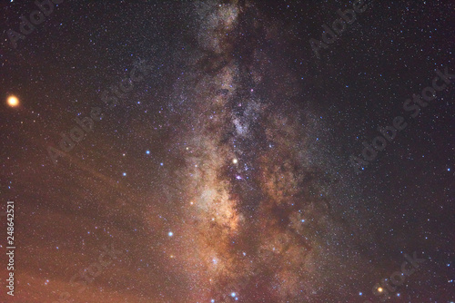 Fototapeta Naklejka Na Ścianę i Meble -  Milky way galaxy in night sky with space for text.