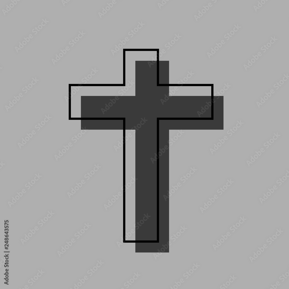 Christian Cross Symbol, Icon of the Christian faith on Grey Background.