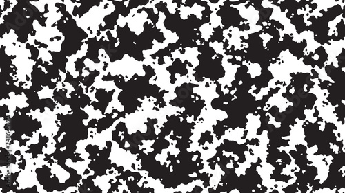 Monochrome abstract spots seamless vector pattern. Black ink art blots on a white background. Black and white texture.