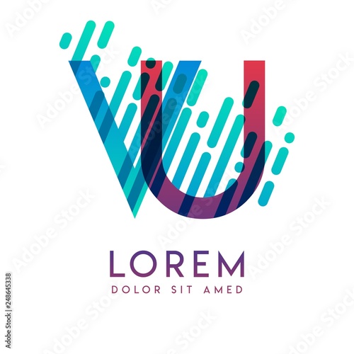 VU logo with the theme of galaxy speed and style that is suitable for creative and business industries. UV Letter Logo design for all webpage media and mobile, simple, modern and colorful.