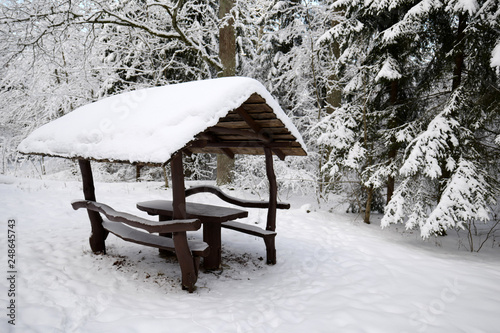 Wooden picnic table