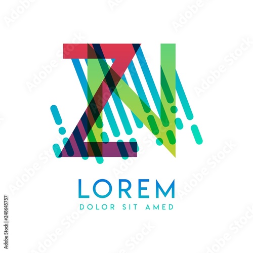ZN logo with the theme of galaxy speed and style that is suitable for creative and business industries. NZ Letter Logo design for all webpage media and mobile, simple, modern and colorful.